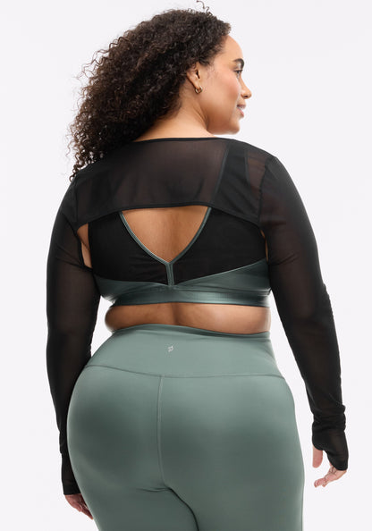 Mesh Shrug V-Back Bra