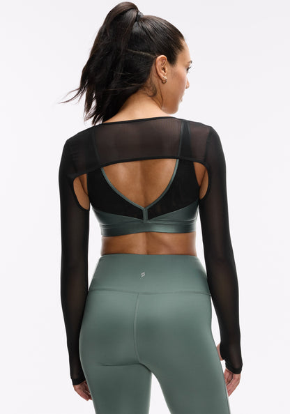 Mesh Shrug V-Back Bra